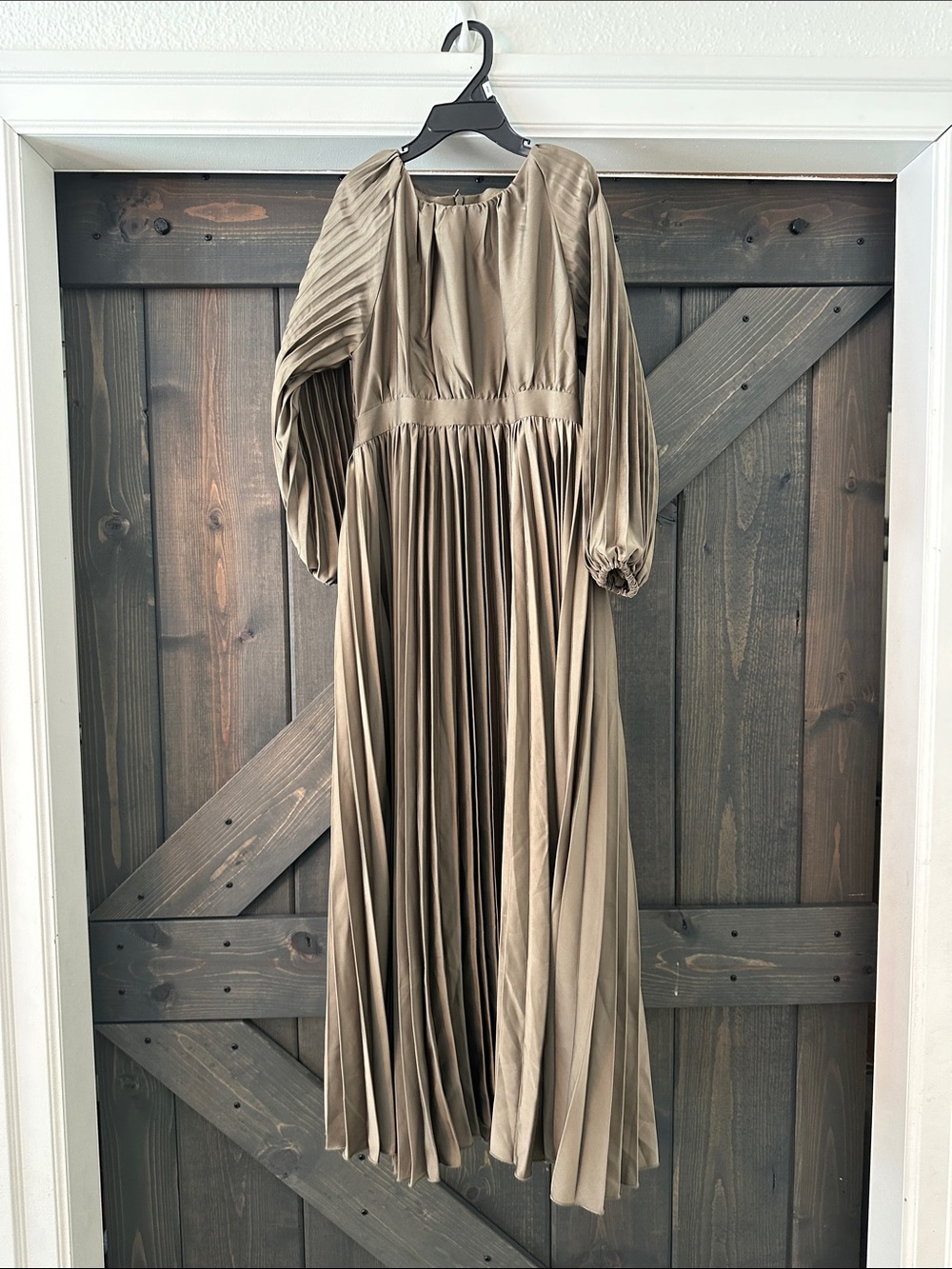 Dainty Jewells Taupe Pleated Maxi Dress